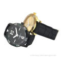 Fashion watches in shiny alloy case and soft silicone strap, green products for men